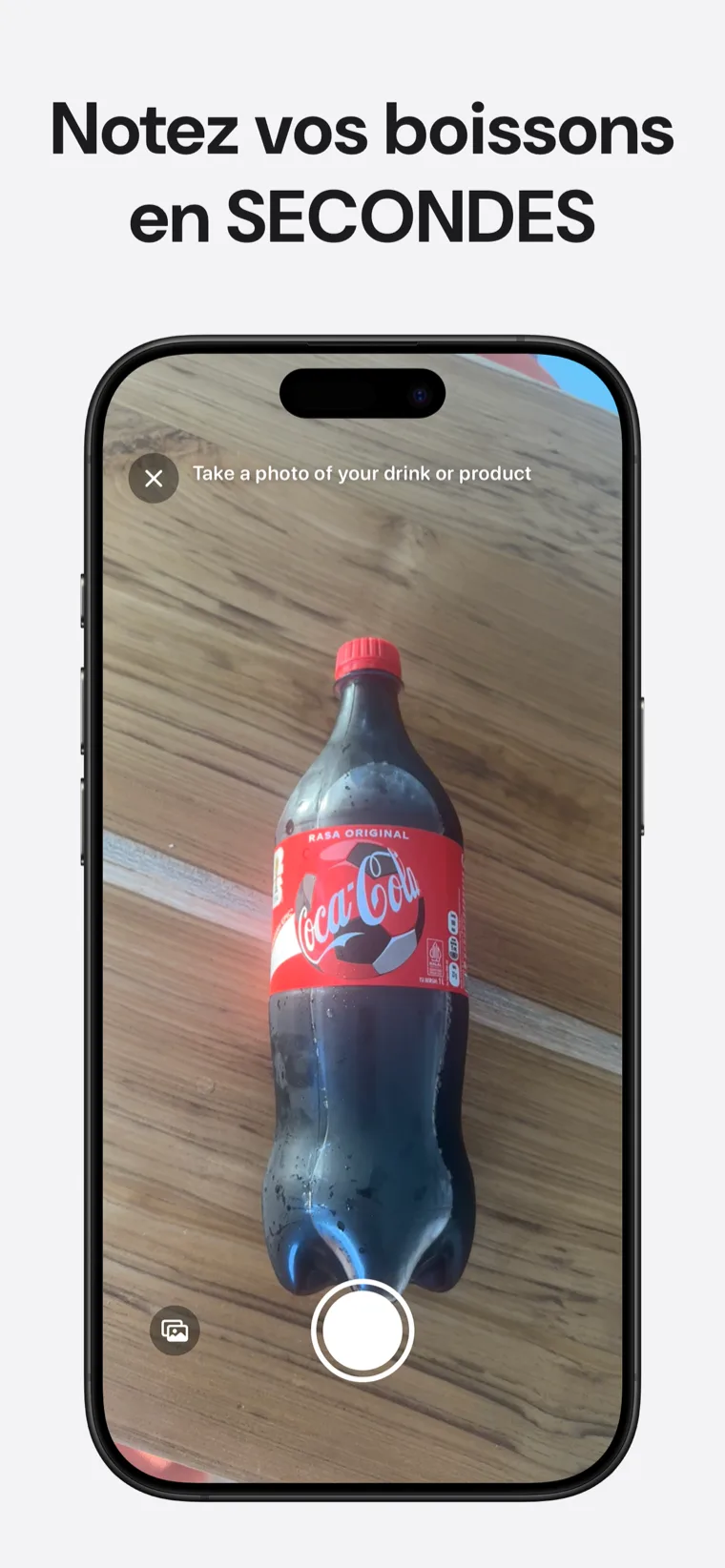 Notez vos boissons en SECONDES — Caféine Tracker montrant les options de saisie par photo, code-barres et voix
