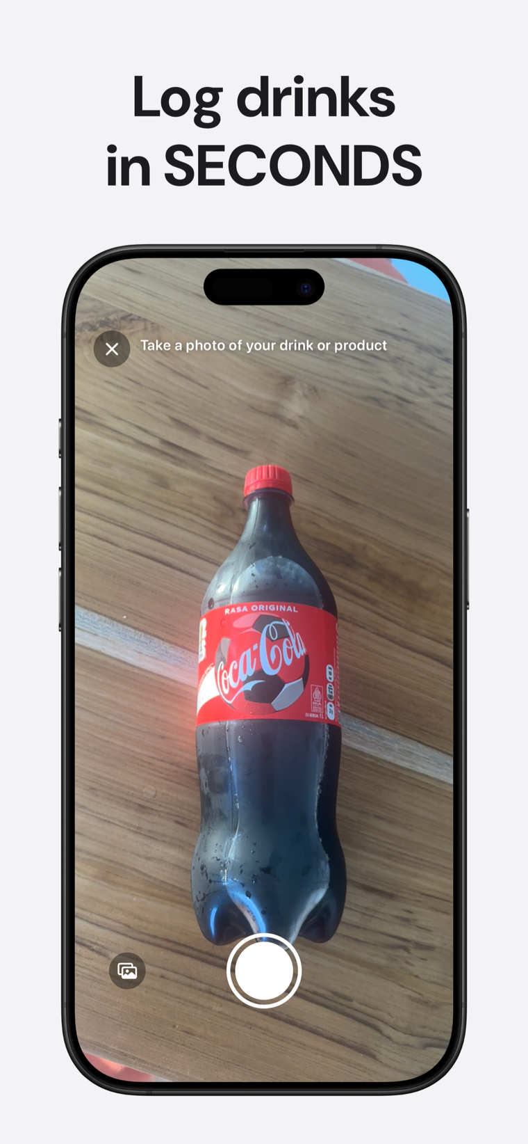 Log drinks in seconds — Caffeine Tracker showing photo, barcode and voice logging options