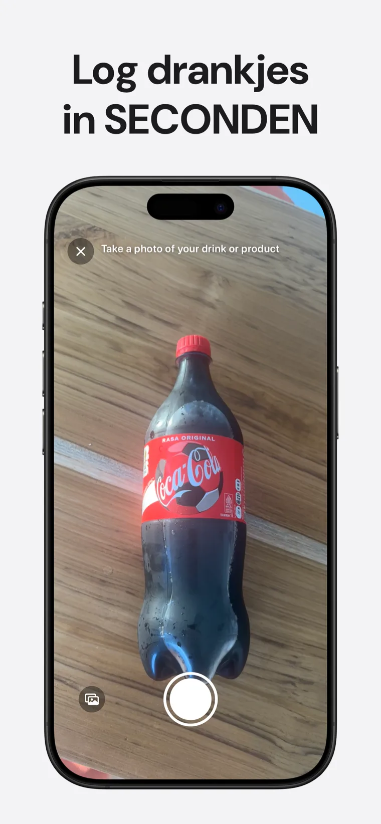 Log drankjes in SECONDEN — Cafeïne Tracker met opties voor loggen via foto, barcode en spraak